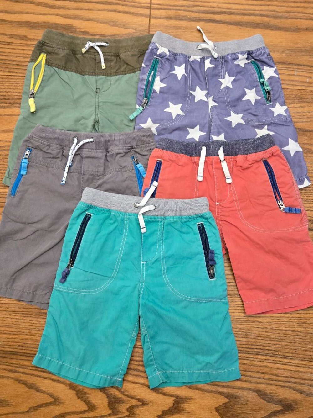 Mini Boden Adventure Shorts Bundle / Lot - Size 7 - Blue Star Green Orange / Red
